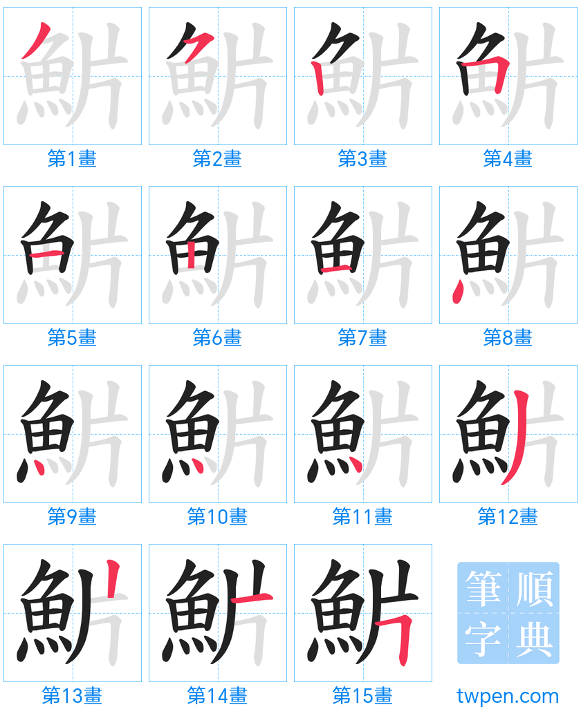 “「魸」的筆畫”