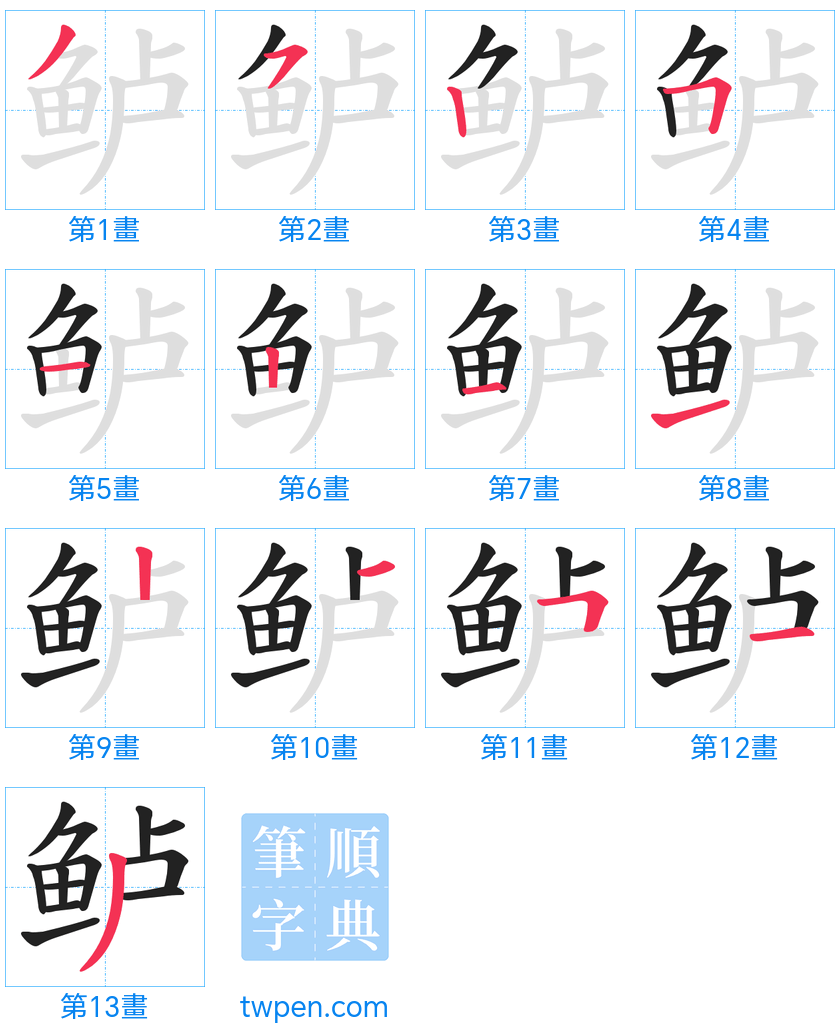 “「鲈」的筆畫”