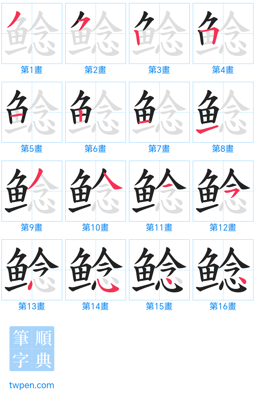 “「鲶」的筆畫”