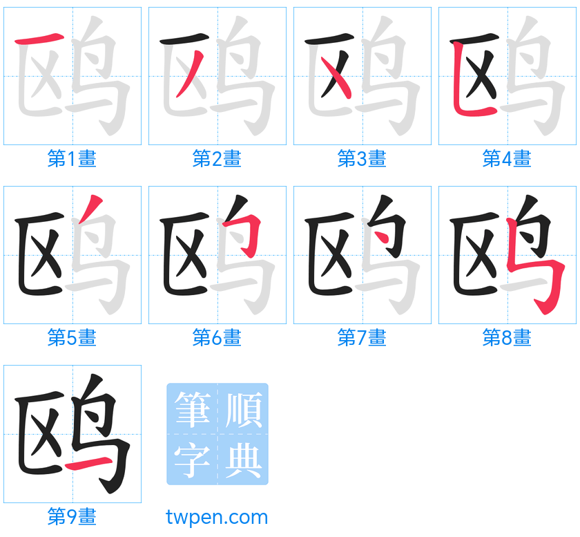 “「鸥」的筆畫”