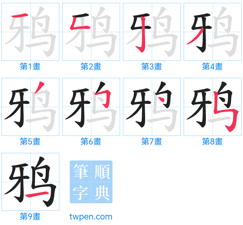 “「鸦」的筆畫”