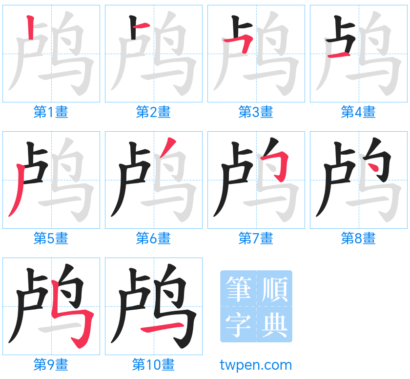 “「鸬」的筆畫”