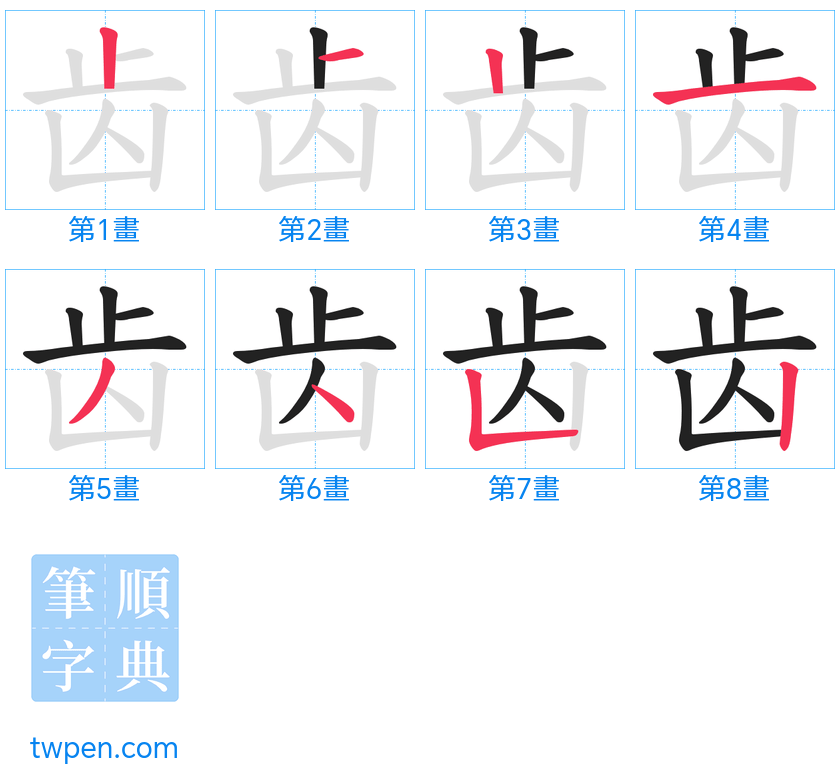 “「齿」的筆畫”